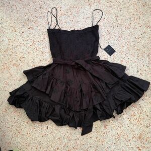Black, ruffled babydoll minidress
